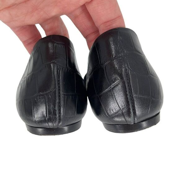 Jenni Kayne Textured Croc Embossed Leather D'Orsay Fats Shoes Black Women 37 - Picture 7 of 11